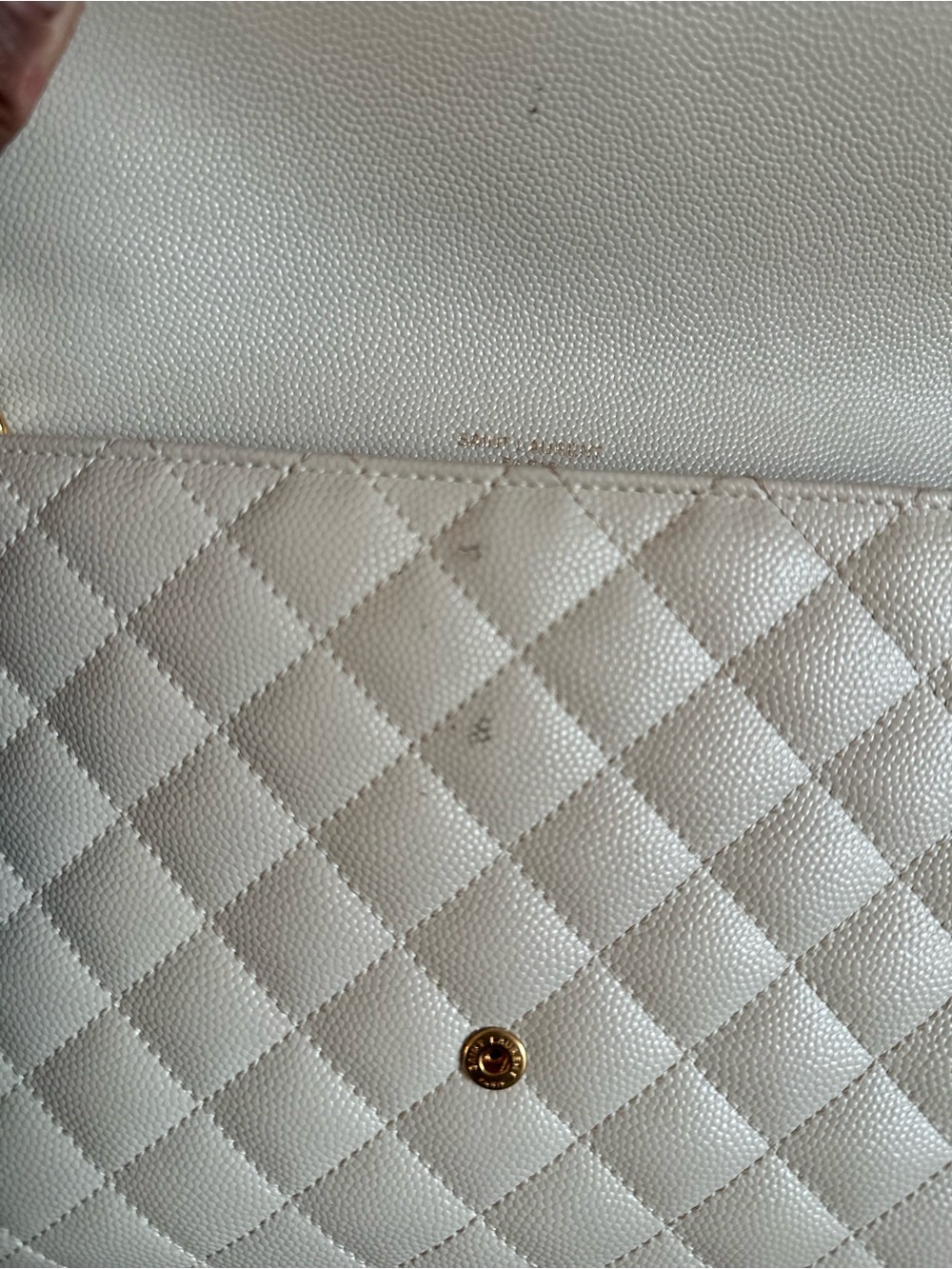 Saint Laurent Ivory Quilted Envelope Clutch with Gold hardware - Picture 5 of 6